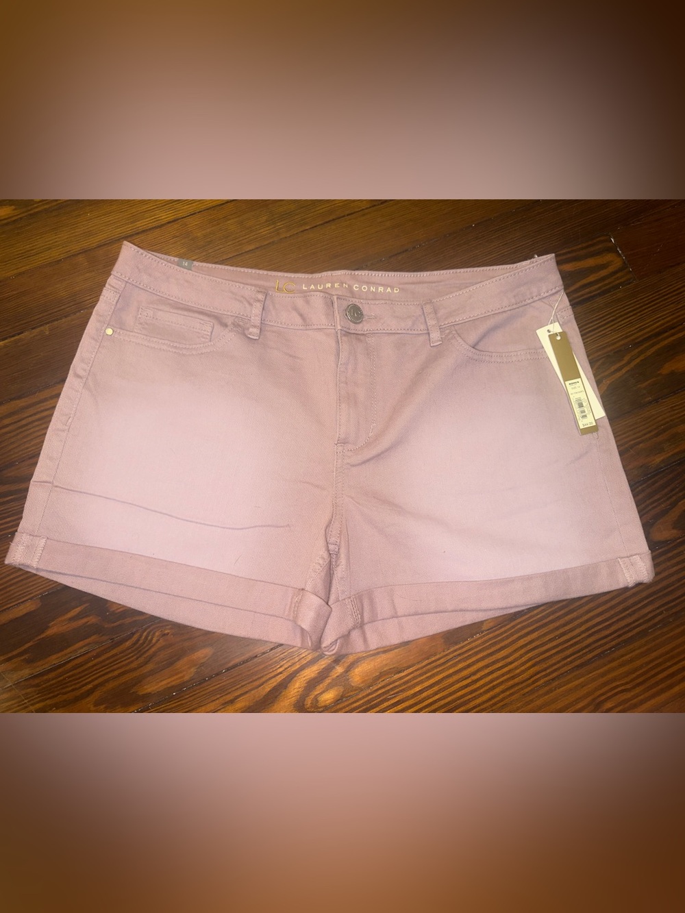 LC Lauren Conrad Women’s Lavender Cuffed Chino Shorts Size 14 NWT